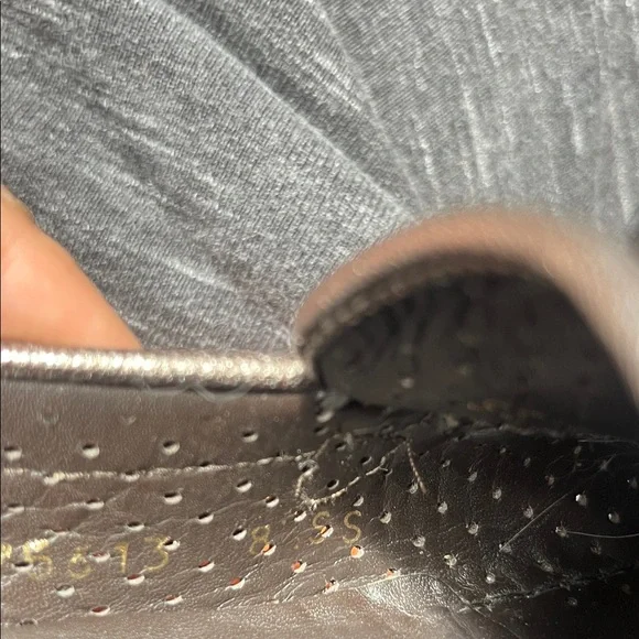 Stuart Weitzman Brown Perforated Leather Slip-On Loafers - Picture 5 of 7